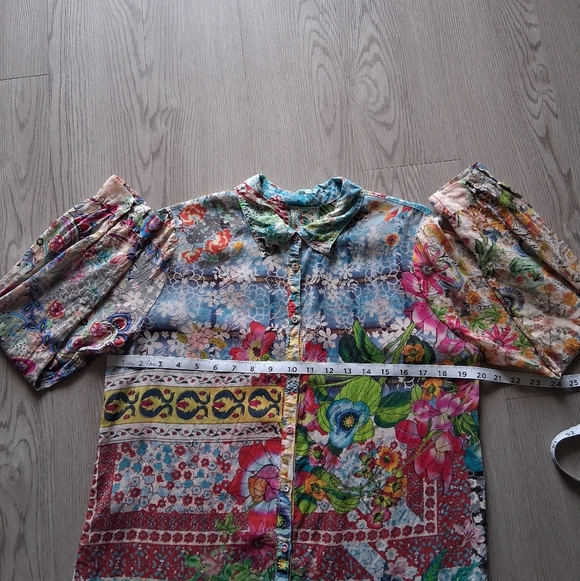 Johnny Was Milla Long Sleeve Floral Patchwork Blouse - Picture 13 of 16